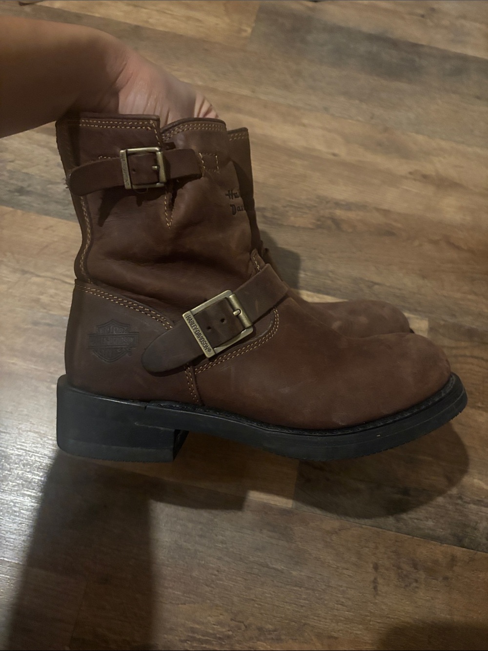 Harley-Davidson Brown Leather Buckle Boots